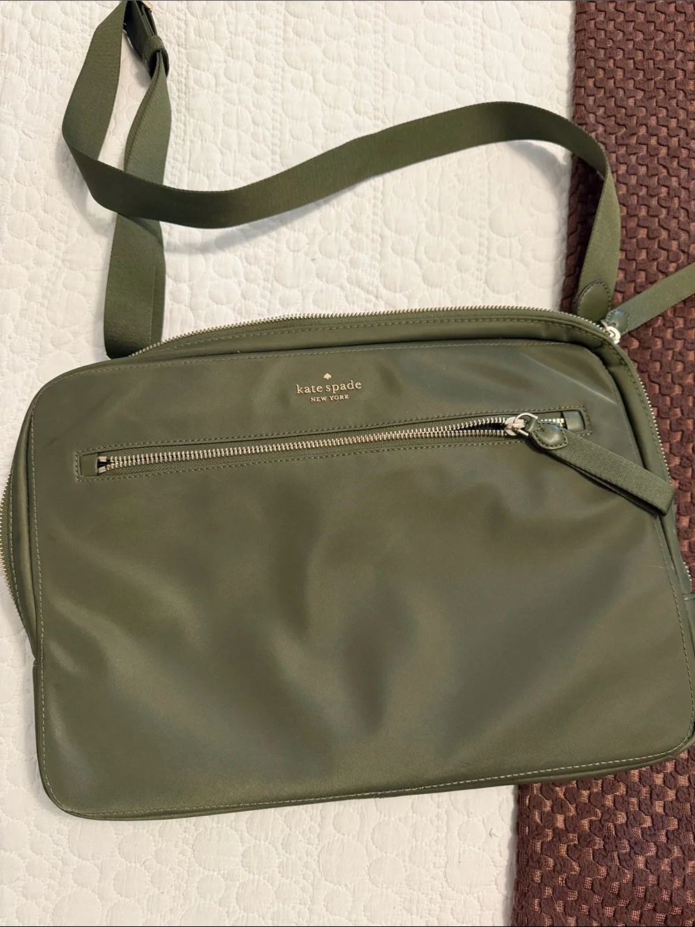 kate spade olive green nylon messenger crossbody